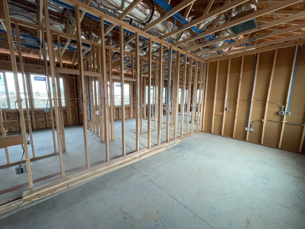 Low-voltage cabling rough-in during framing on a new construction project